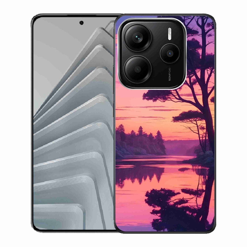 Gélový kryt mmCase na Xiaomi Redmi Note 14 5G - západ slnka nad jazerom