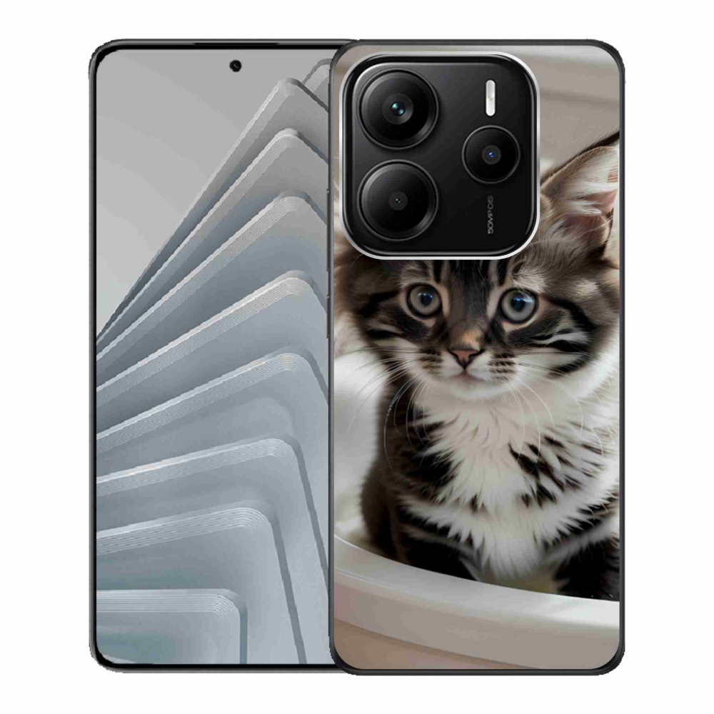 Gélový kryt mmCase na Xiaomi Redmi Note 14 5G - zvedavé mačiatko