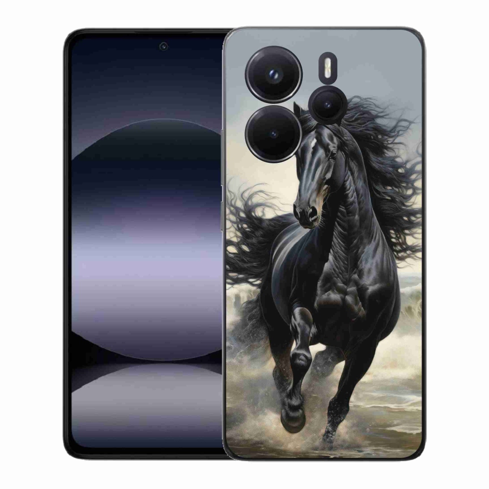 Gélový kryt mmCase na Xiaomi Redmi Note 14 - bežiaci čierny kôň
