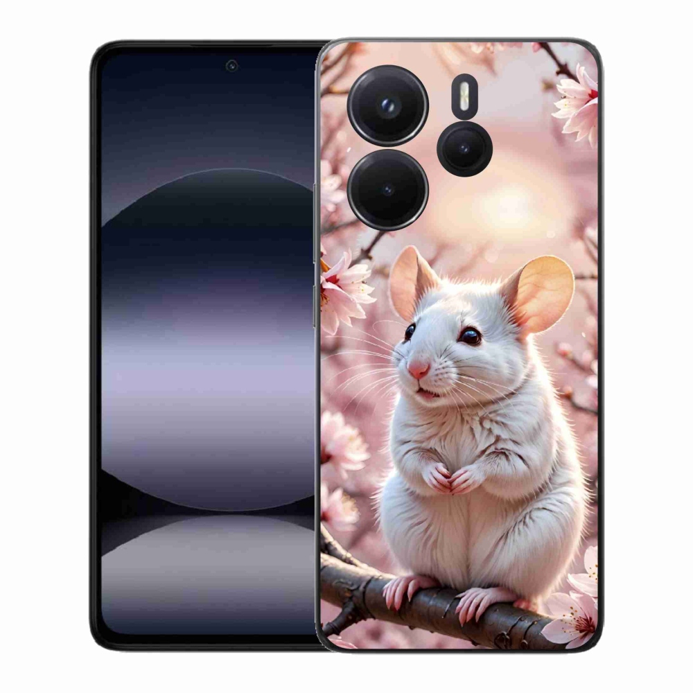 Gélový kryt mmCase na Xiaomi Redmi Note 14 - biela myš na vetve