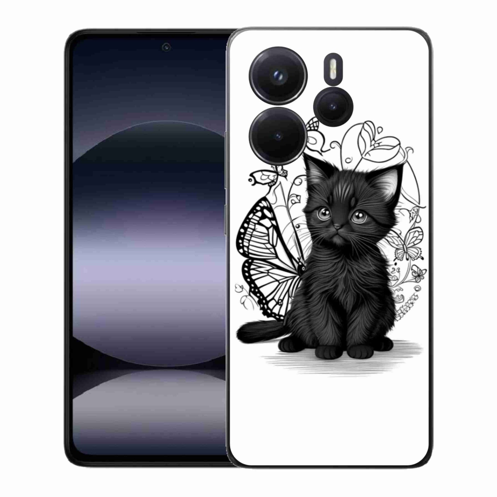 Gélový kryt mmCase na Xiaomi Redmi Note 14 - čierne mačiatko