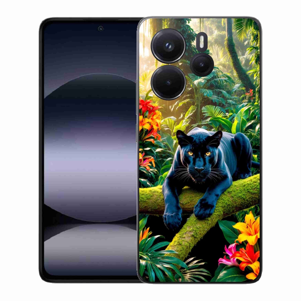 Gélový kryt mmCase na Xiaomi Redmi Note 14 - čierny panter v džungli