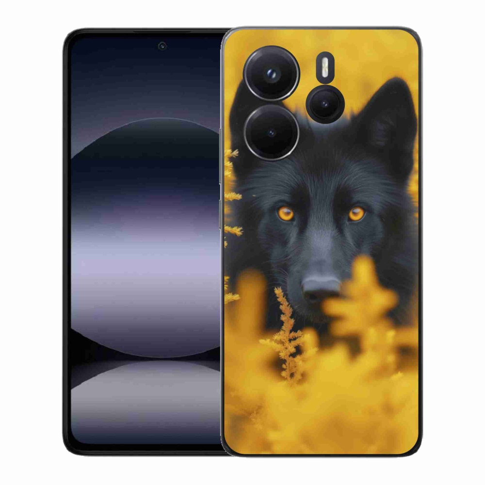 Gélový kryt mmCase na Xiaomi Redmi Note 14 - čierny vlk 2