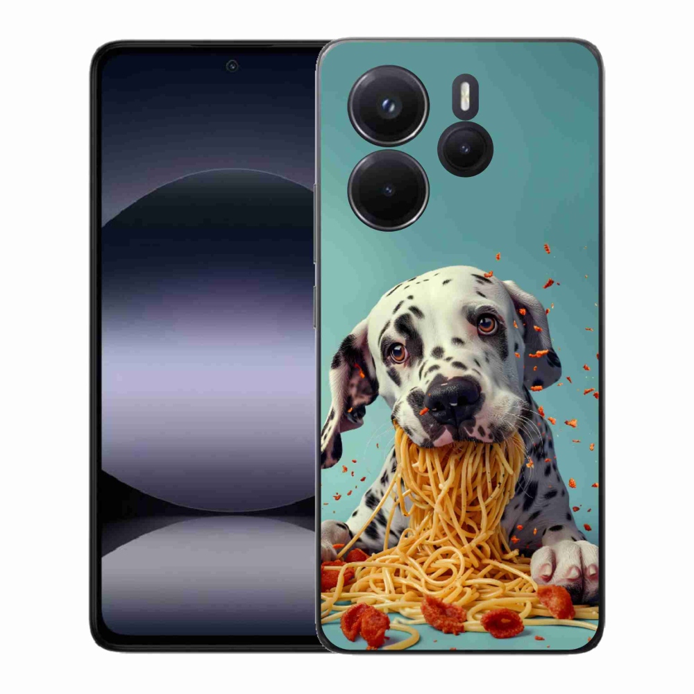 Gélový kryt mmCase na Xiaomi Redmi Note 14 - dalmatín a špagety