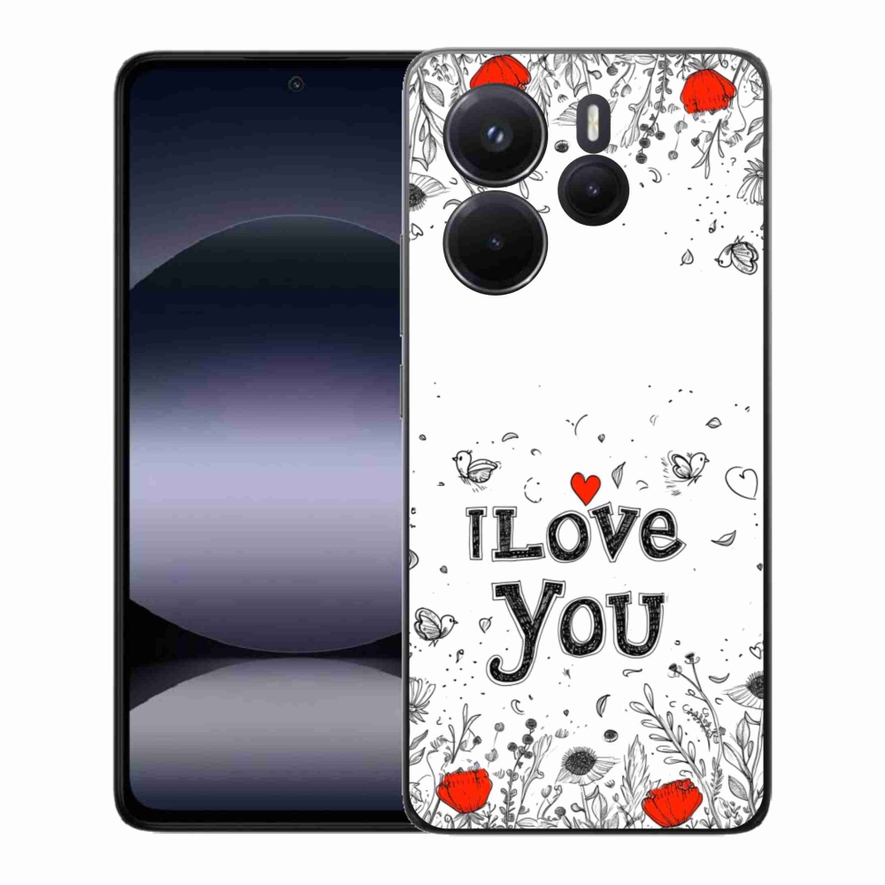 Gélový kryt mmCase na Xiaomi Redmi Note 14 - I love you biele pozadie