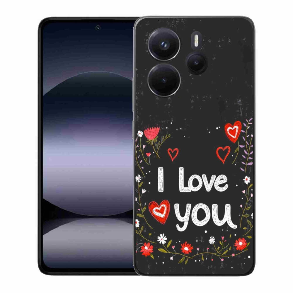 Gélový kryt mmCase na Xiaomi Redmi Note 14 - I love you čierne pozadie