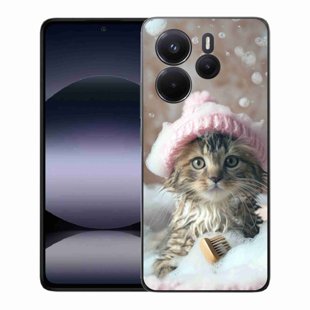 Gélový kryt mmCase na Xiaomi Redmi Note 14 - mačiatko a kúpeľ