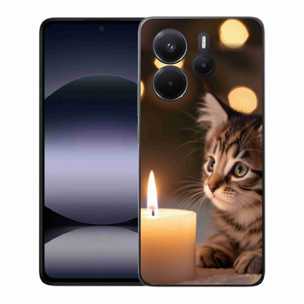 Gélový kryt mmCase na Xiaomi Redmi Note 14 - mačiatko a sviečka