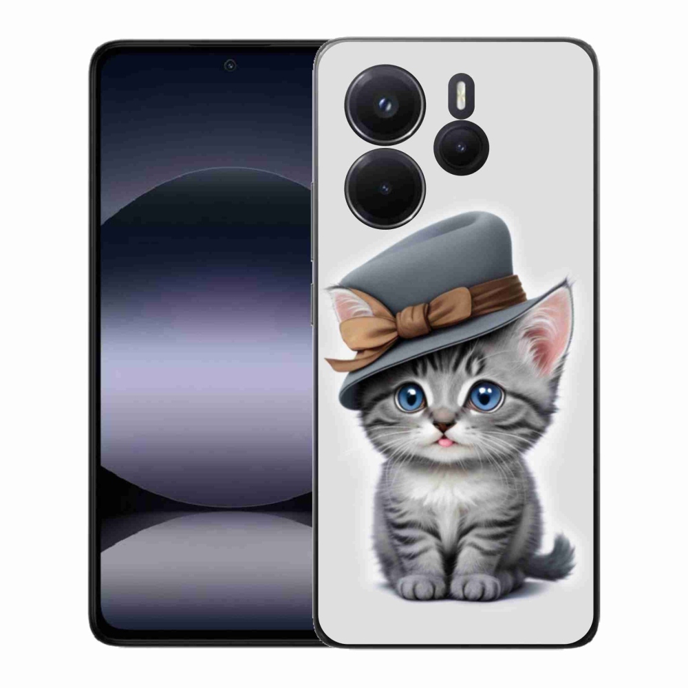 Gélový kryt mmCase na Xiaomi Redmi Note 14 - mačiatko s klobúkom