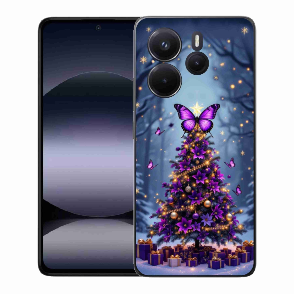 Gélový kryt mmCase na Xiaomi Redmi Note 14 - motýlí vianočný stromček