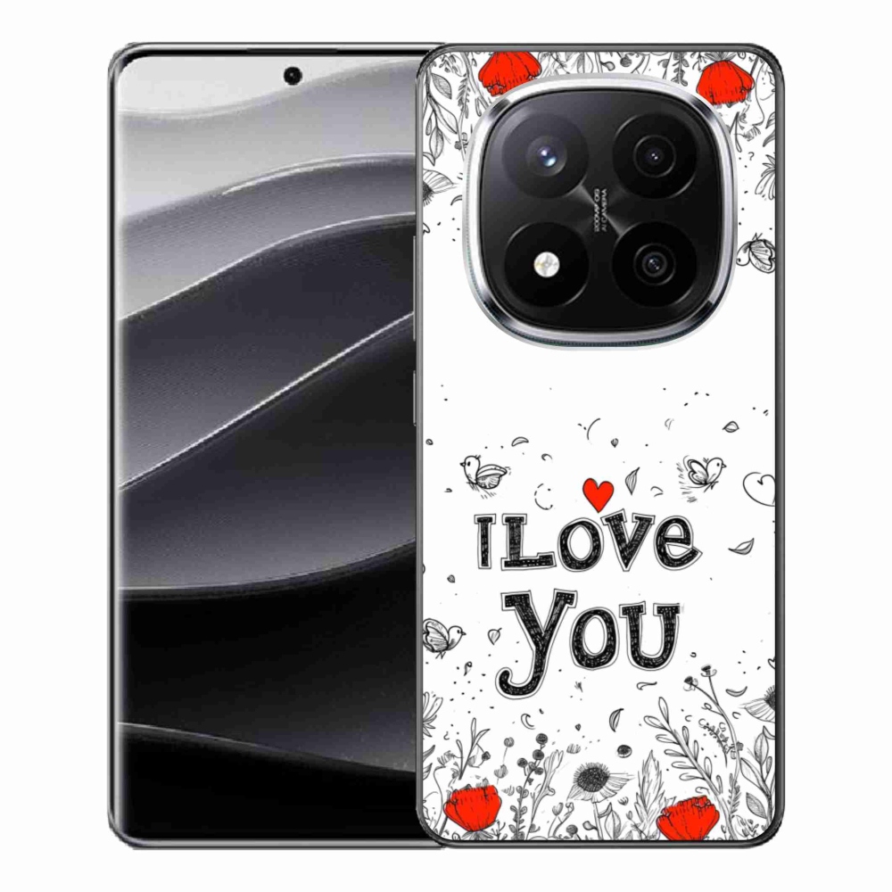 Gélový kryt mmCase na Xiaomi Redmi Note 14 Pro+ 5G - I love you biele pozadie