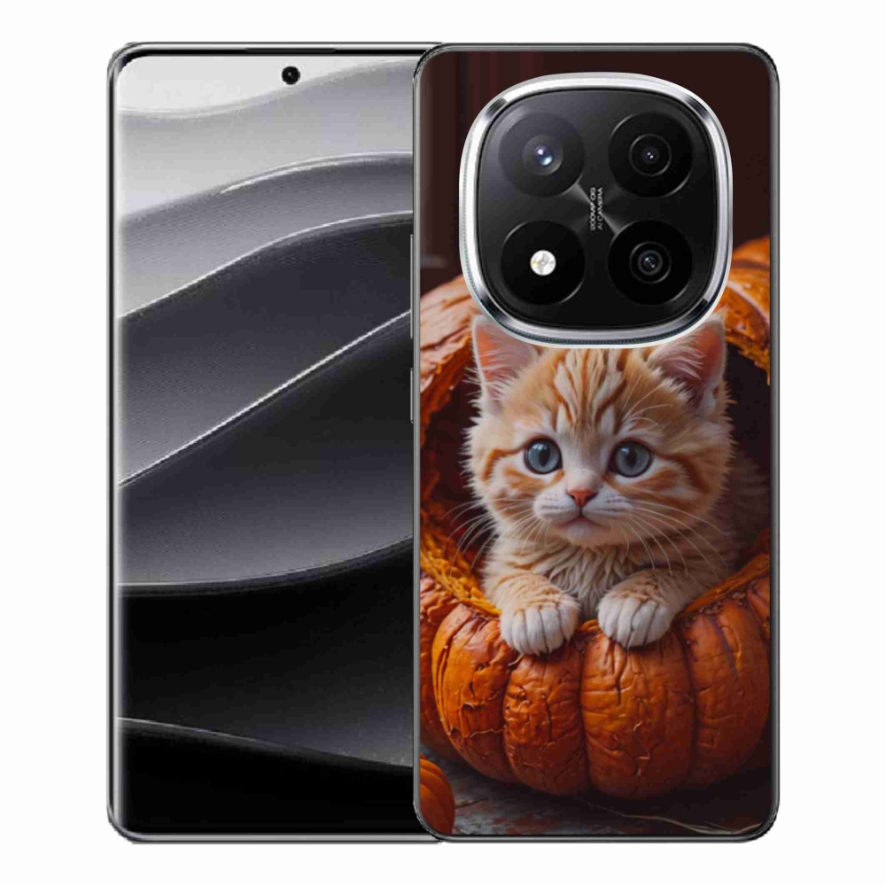 Gélový kryt mmCase na Xiaomi Redmi Note 14 Pro+ 5G - mačiatko a tekvica 2