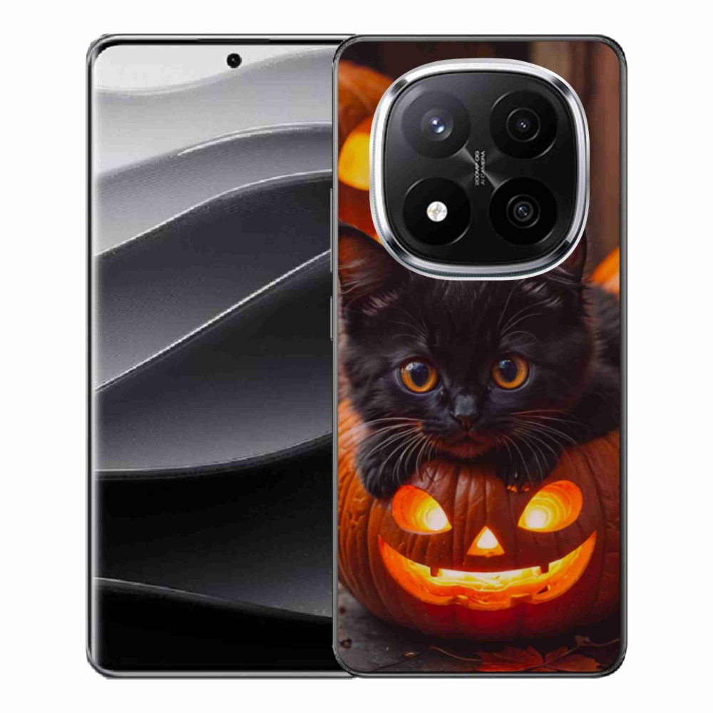 Gélový kryt mmCase na Xiaomi Redmi Note 14 Pro+ 5G - mačiatko a tekvica