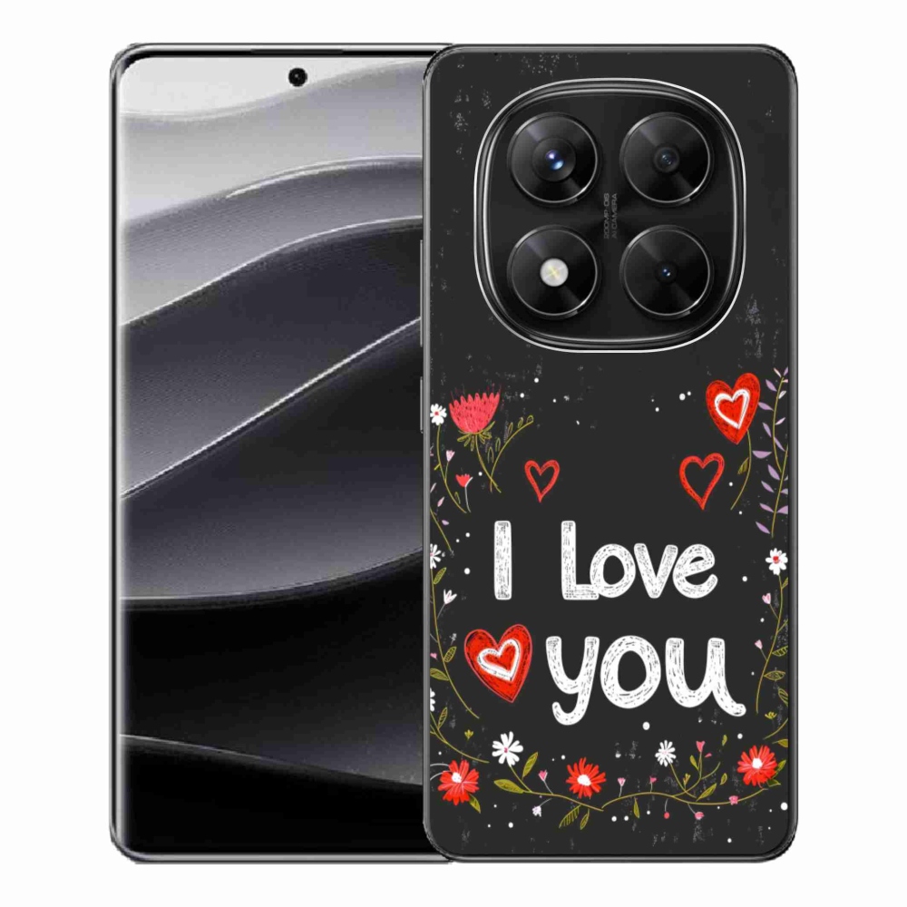 Gélový kryt mmCase na Xiaomi Redmi Note 14 Pre 5G/Poco X7 5G - I love you čierne pozadie