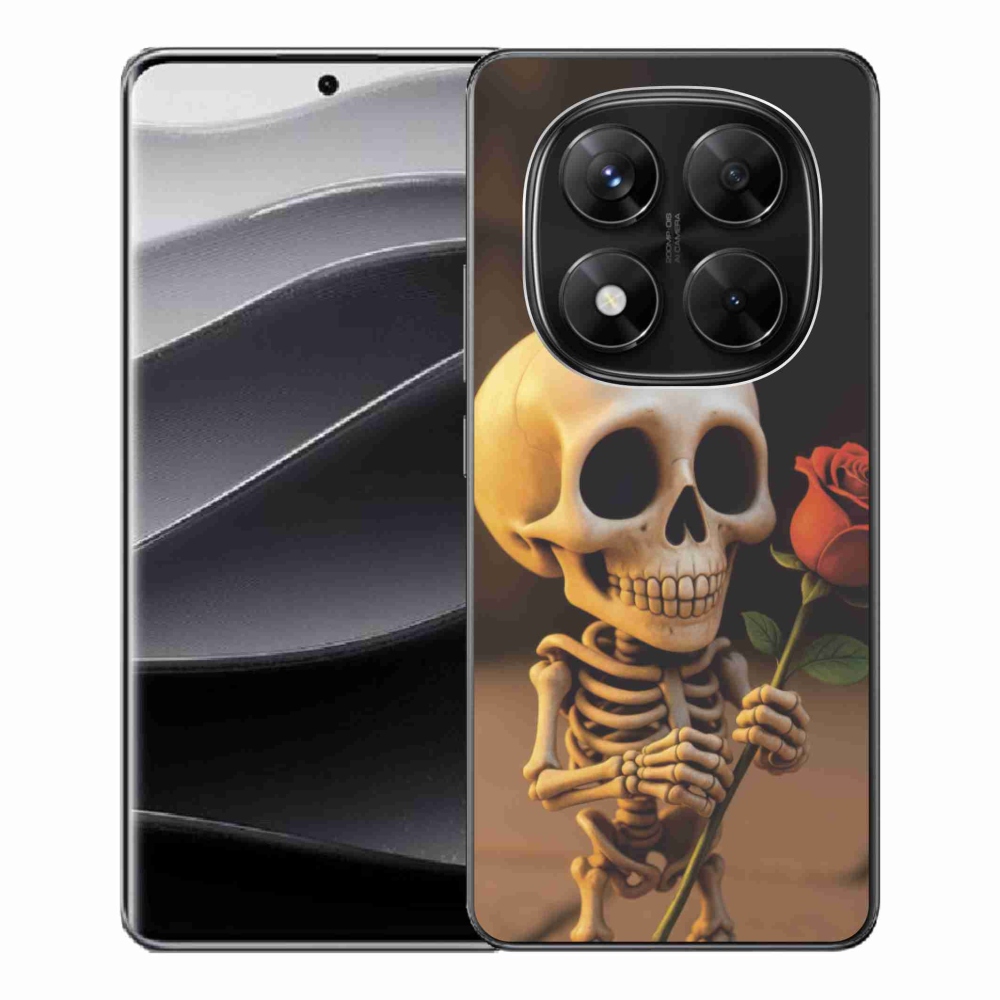 Gélový kryt mmCase na Xiaomi Redmi Note 14 Pre 5G/Poco X7 5G - kostlivec s ružou