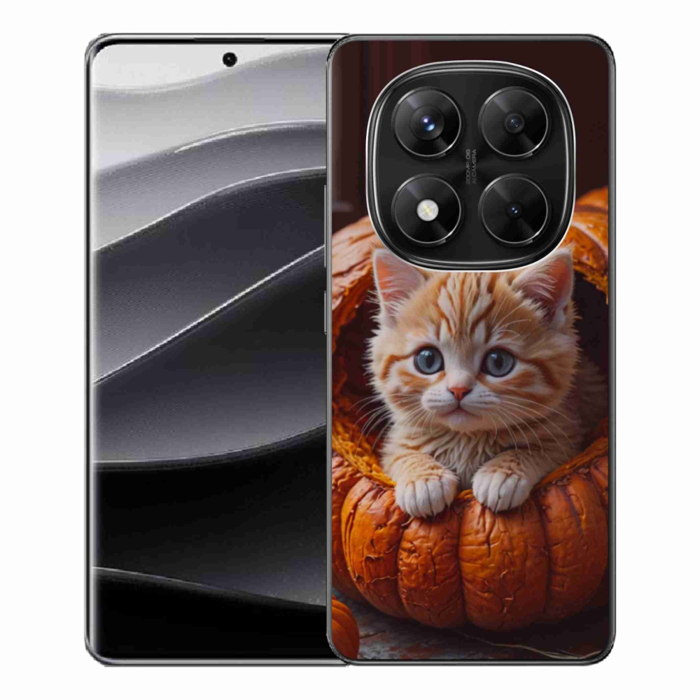 Gélový kryt mmCase na Xiaomi Redmi Note 14 Pre 5G/Poco X7 5G - mačiatko a tekvica 2