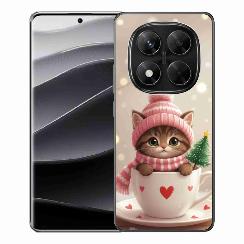 Gélový kryt mmCase na Xiaomi Redmi Note 14 Pre 5G/Poco X7 5G - vianočné mačiatko v hrnčeku