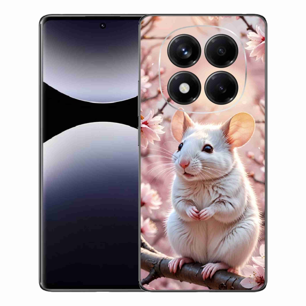Gélový kryt mmCase na Xiaomi Redmi Note 14 Pro - biela myš na vetve