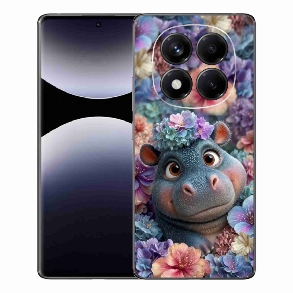 Gélový kryt mmCase na Xiaomi Redmi Note 14 Pro - hrošík v kvetoch