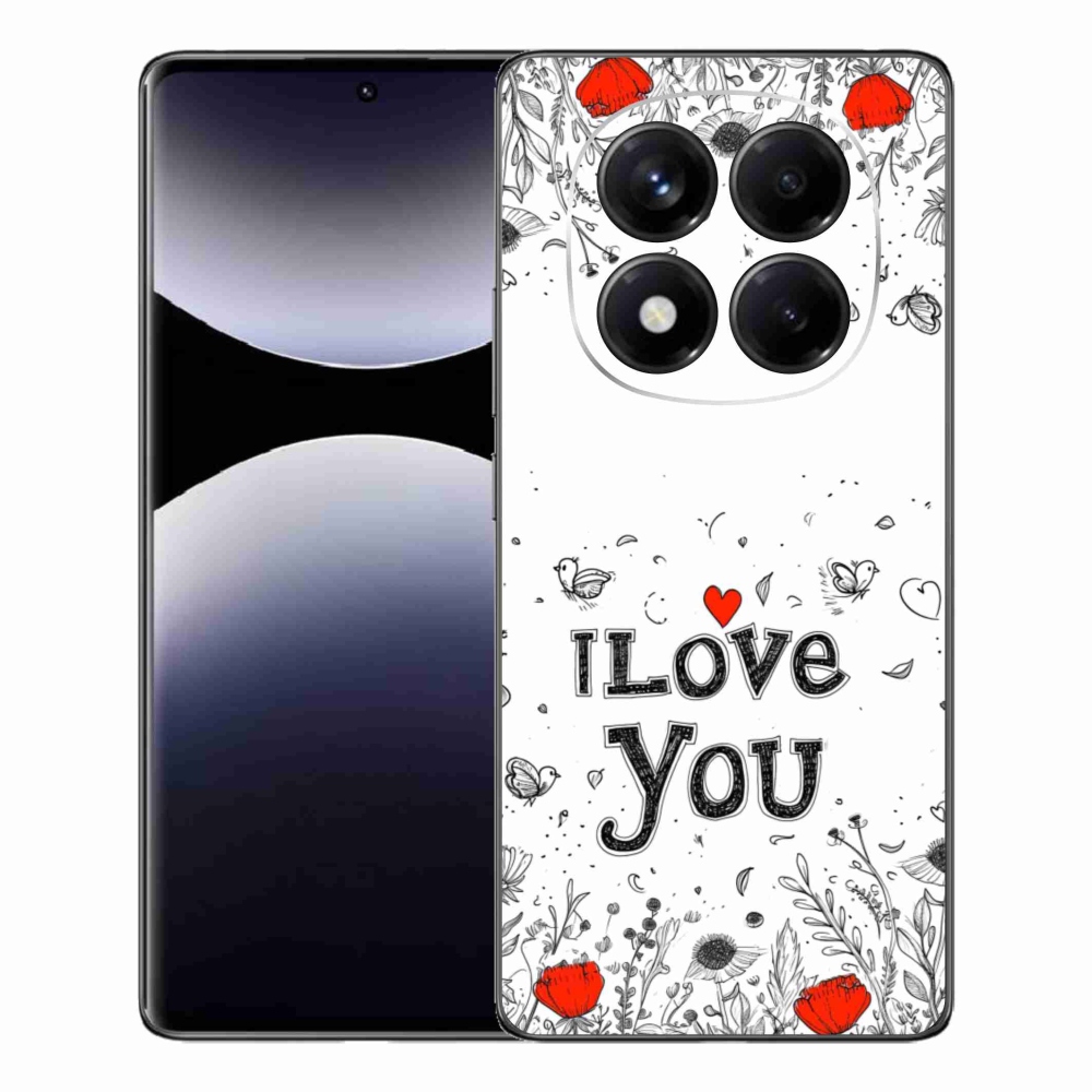 Gélový kryt mmCase na Xiaomi Redmi Note 14 Pro - I love you biele pozadie