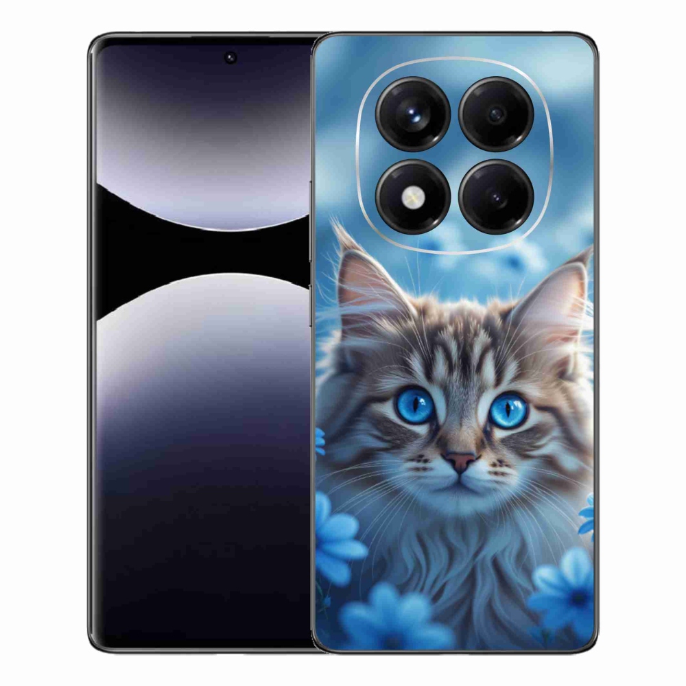 Gélový kryt mmCase na Xiaomi Redmi Note 14 Pro - mačiatko v modrých kvetoch