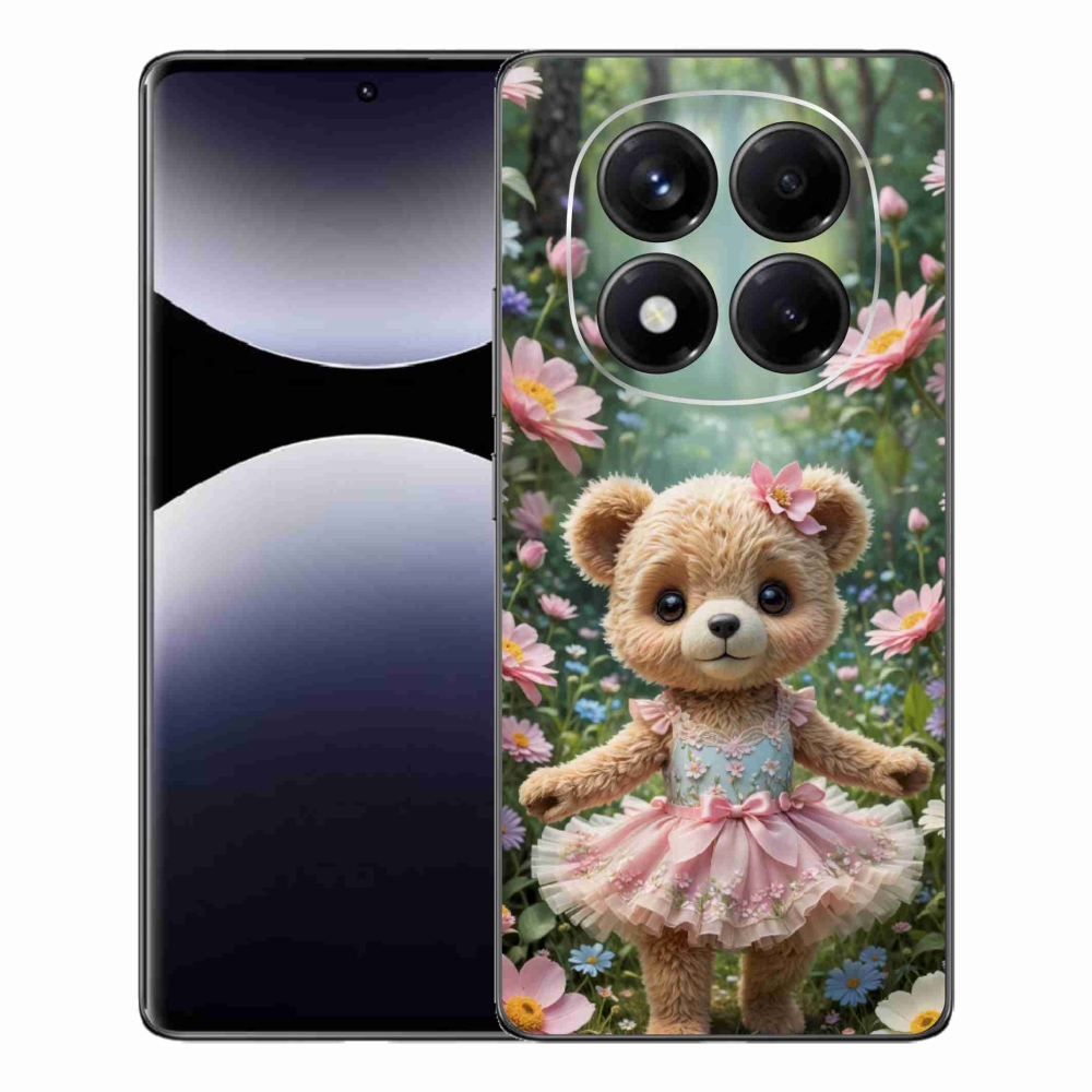 Gélový kryt mmCase na Xiaomi Redmi Note 14 Pro - roztomilý medvedík v kvetoch