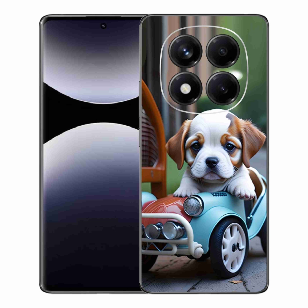 Gélový kryt mmCase na Xiaomi Redmi Note 14 Pro - šteňa v retro aute