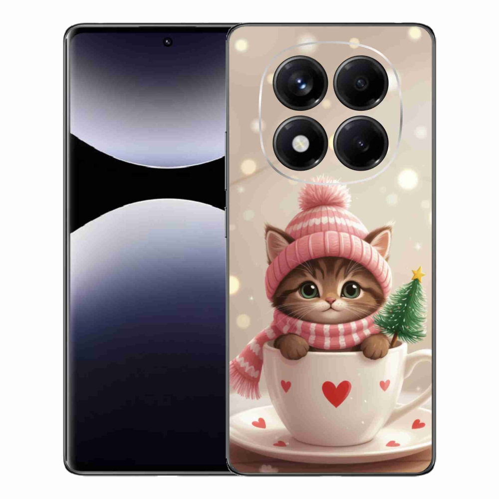 Gélový kryt mmCase na Xiaomi Redmi Note 14 Pro - vianočné mačiatko v hrnčeku