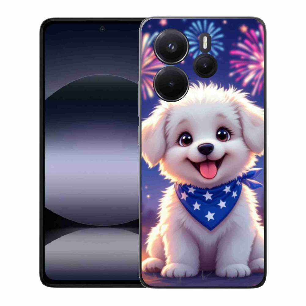 Gélový kryt mmCase na Xiaomi Redmi Note 14 - slávnostné šteňa