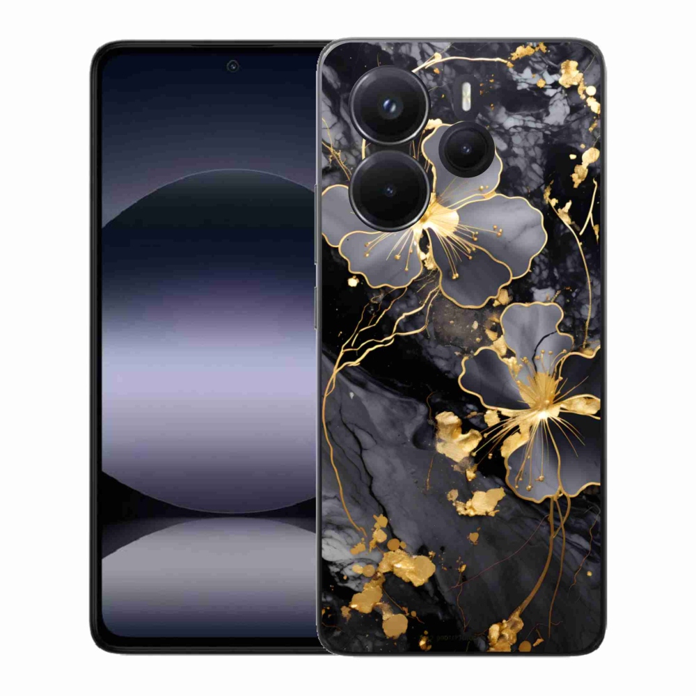 Gélový kryt mmCase na Xiaomi Redmi Note 14 - zlaté kvety