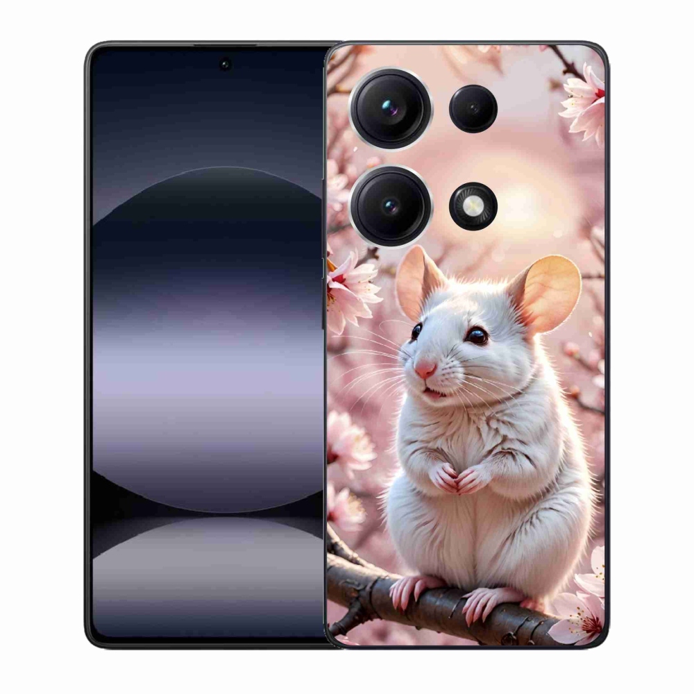 Gélový kryt mmCase na Xiaomi Redmi Note 14S - biela myš na vetve