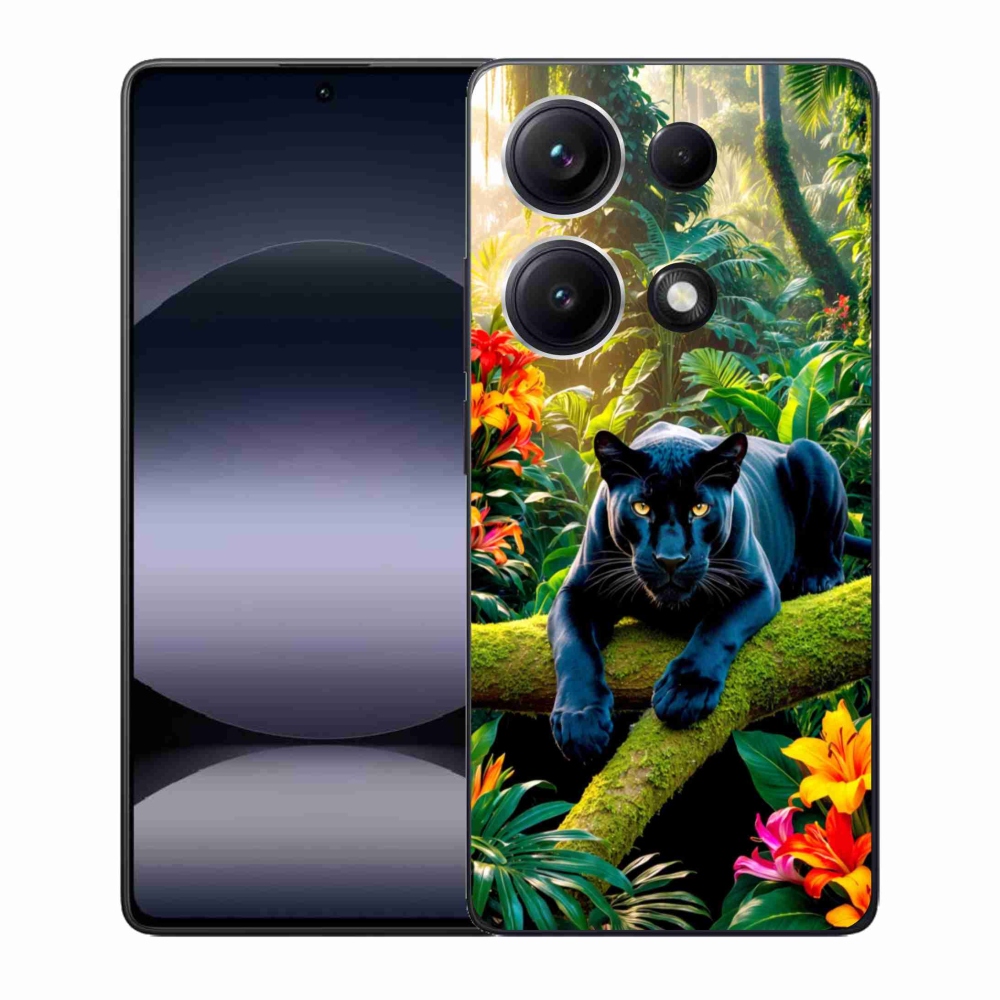 Gélový kryt mmCase na Xiaomi Redmi Note 14S - čierny panter v džungli