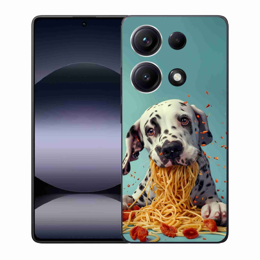 Gélový kryt mmCase na Xiaomi Redmi Note 14S - dalmatín a špagety