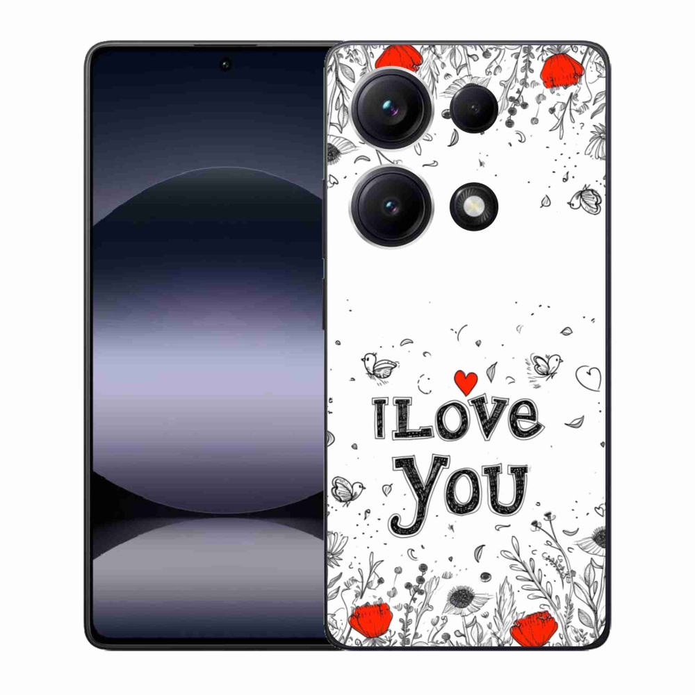 Gélový kryt mmCase na Xiaomi Redmi Note 14S - I love you biele pozadie
