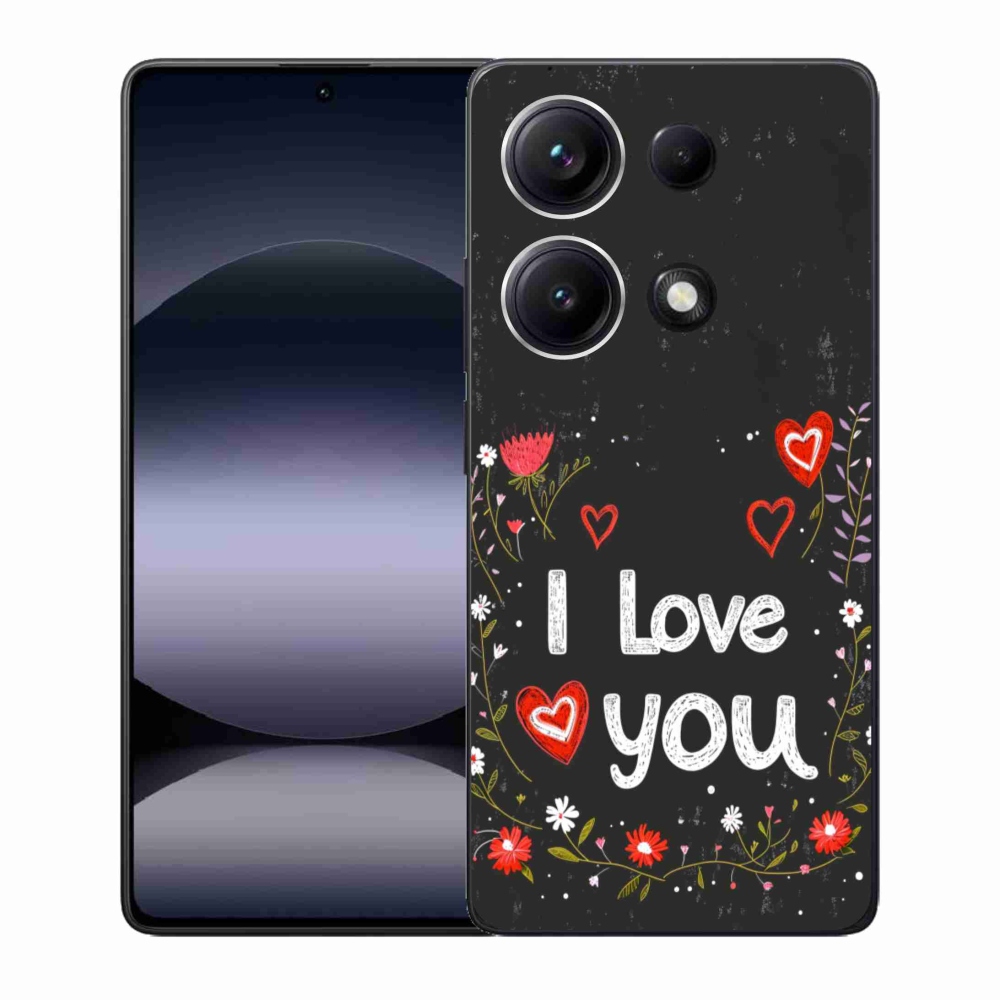 Gélový kryt mmCase na Xiaomi Redmi Note 14S - I love you čierne pozadie