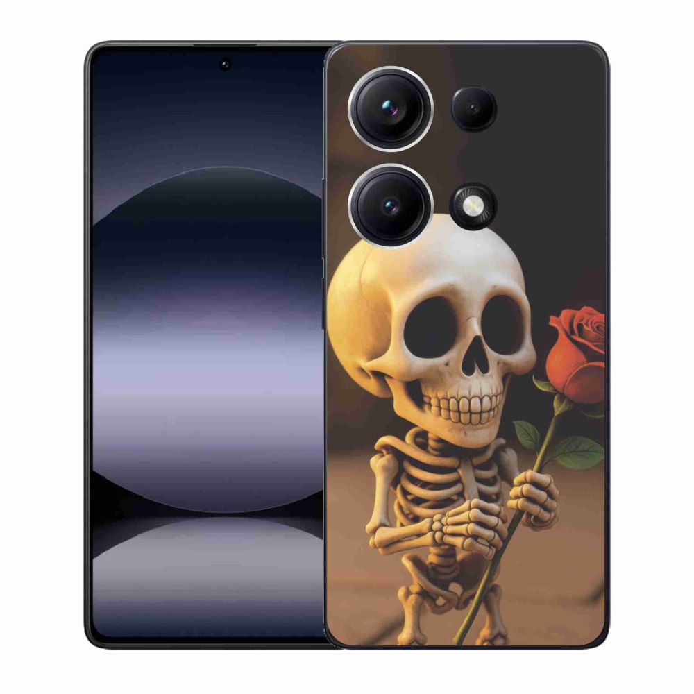 Gélový kryt mmCase na Xiaomi Redmi Note 14S - kostlivec s ružou