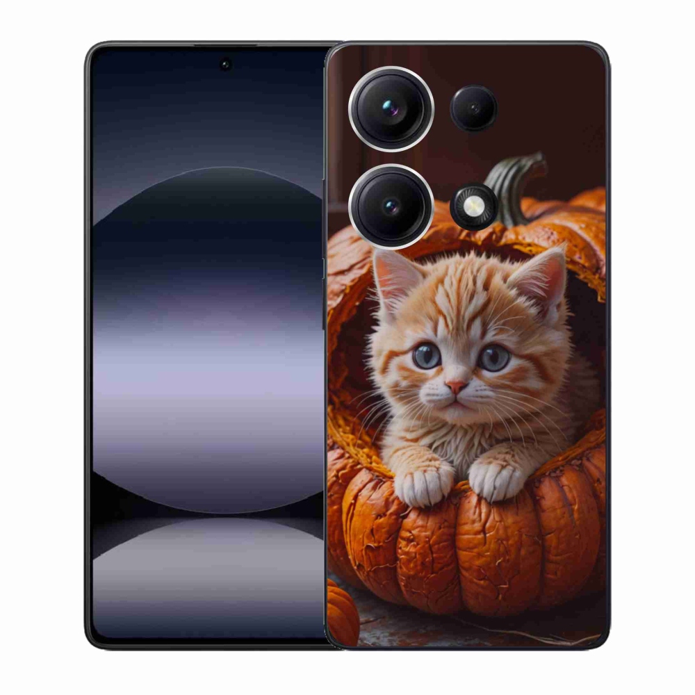 Gélový kryt mmCase na Xiaomi Redmi Note 14S - mačiatko a tekvica 2