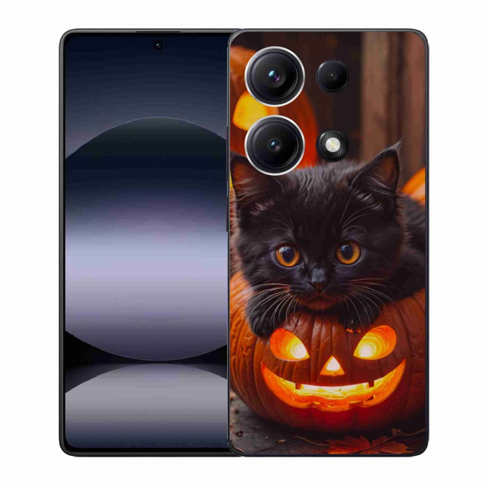 Gélový kryt mmCase na Xiaomi Redmi Note 14S - mačiatko a tekvica