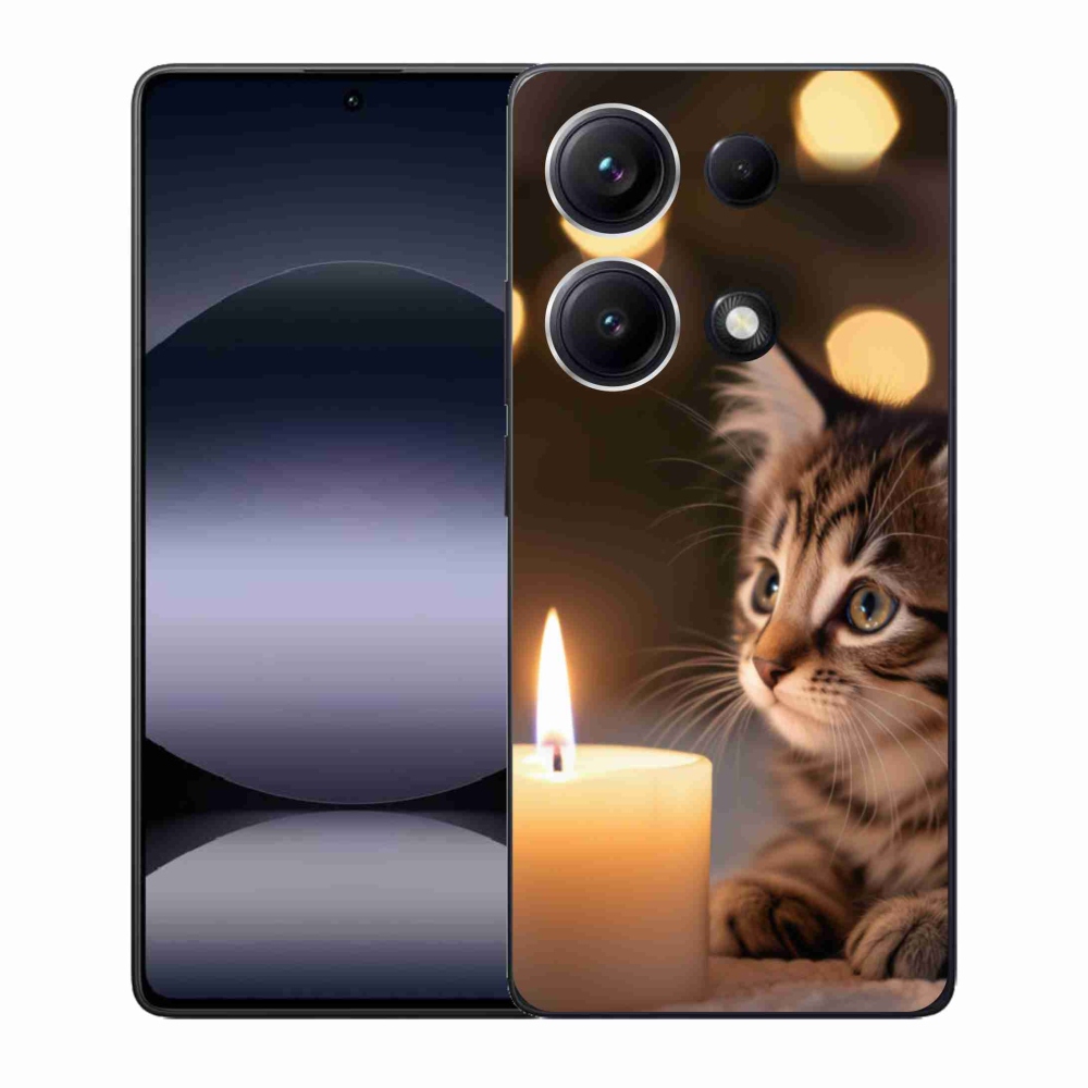 Gélový kryt mmCase na Xiaomi Redmi Note 14S - mačiatko a sviečka