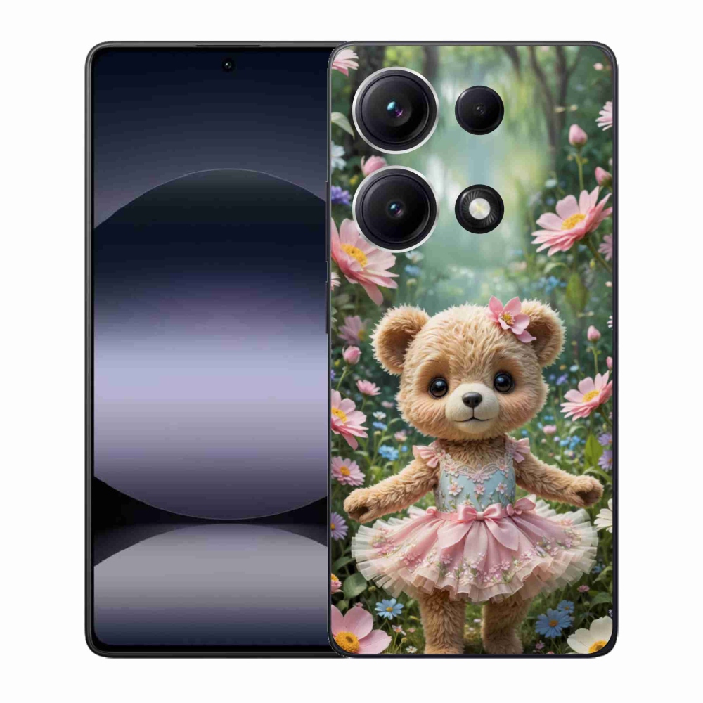 Gélový kryt mmCase na Xiaomi Redmi Note 14S - roztomilý medvedík v kvetoch