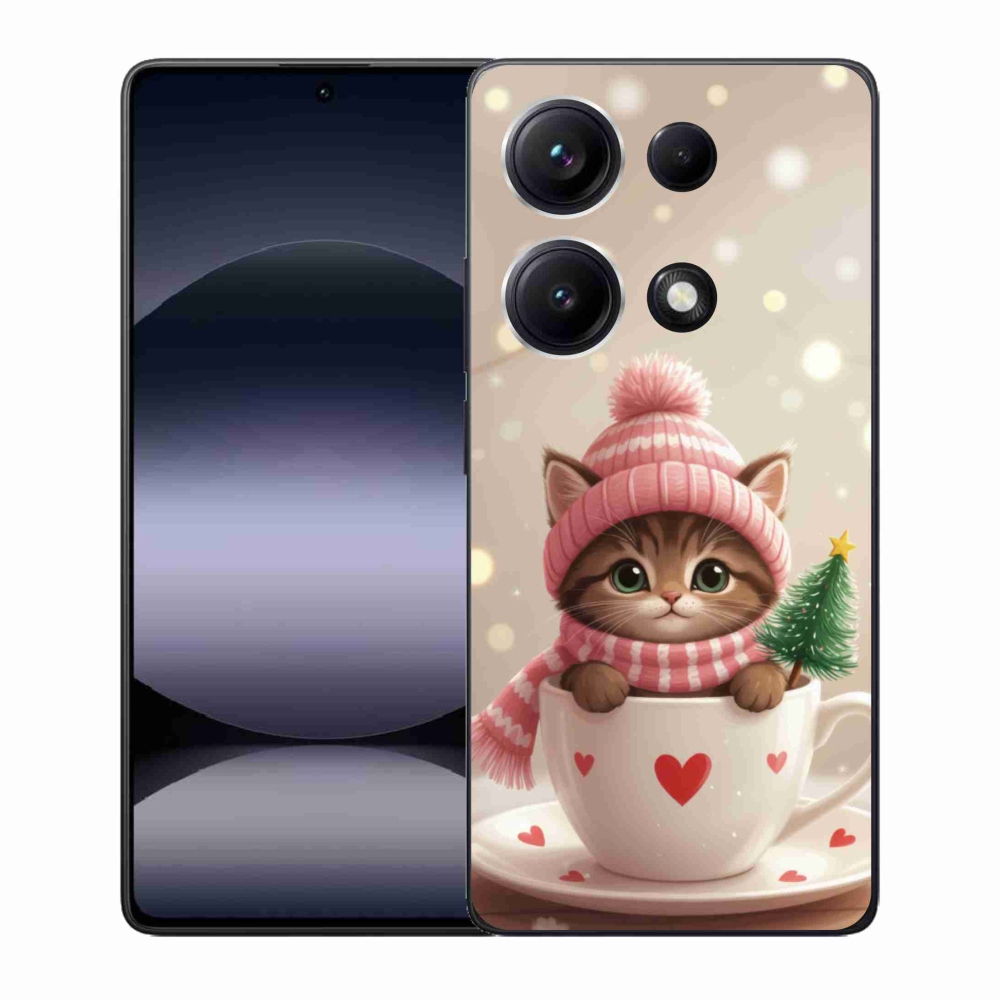 Gélový kryt mmCase na Xiaomi Redmi Note 14S - vianočné mačiatko v hrnčeku