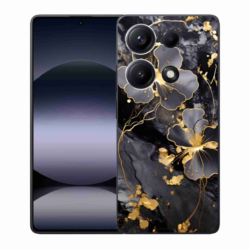 Gélový kryt mmCase na Xiaomi Redmi Note 14S - zlaté kvety