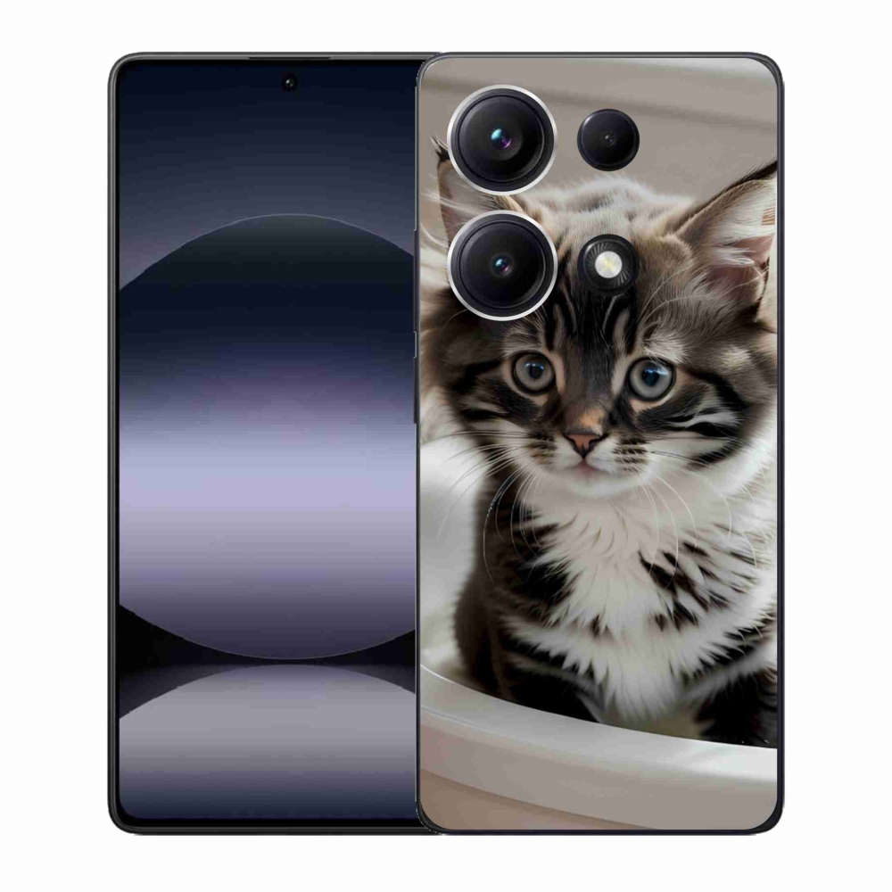 Gélový kryt mmCase na Xiaomi Redmi Note 14S - zvedavé mačiatko