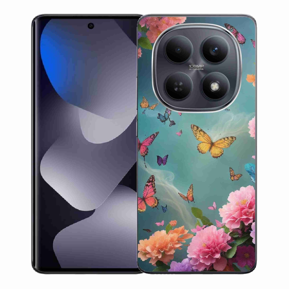 Gélový kryt mmCase na Xiaomi Redmi Note 15 4G - farebné kvety a motýle