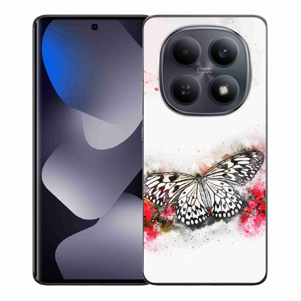 Gélový kryt mmCase na Xiaomi Redmi Note 15 4G - čiernobiely motýľ