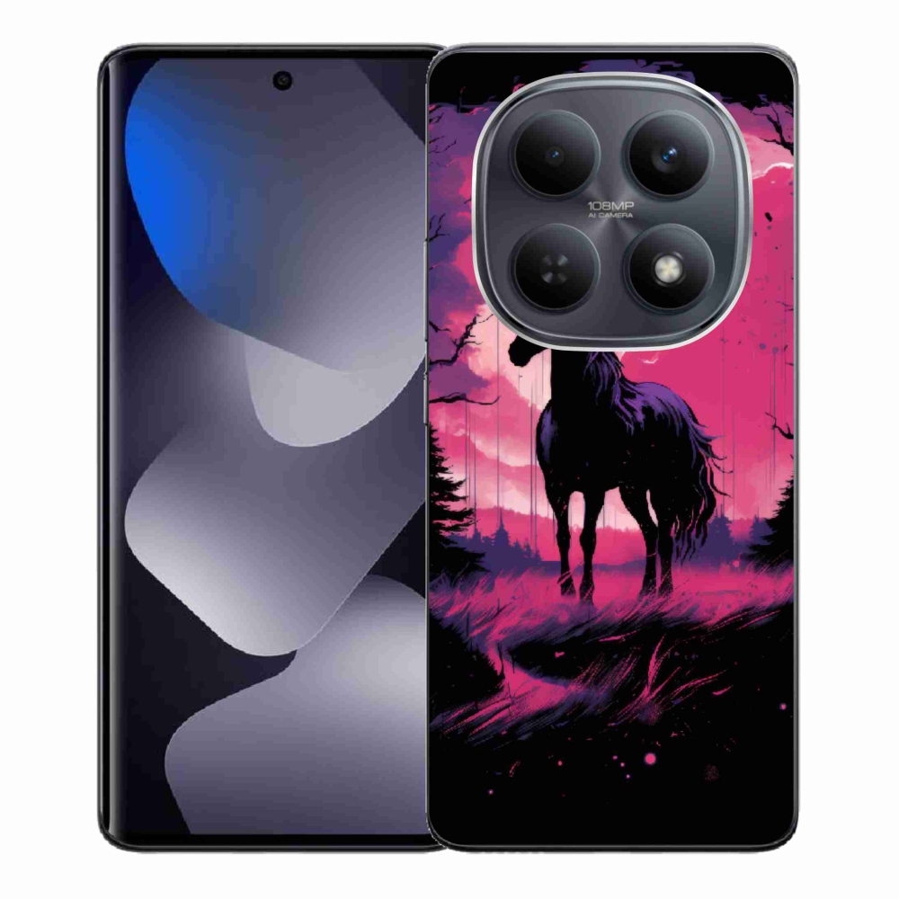 Gélový kryt mmCase na Xiaomi Redmi Note 15 4G - čierny kreslený kôň 1