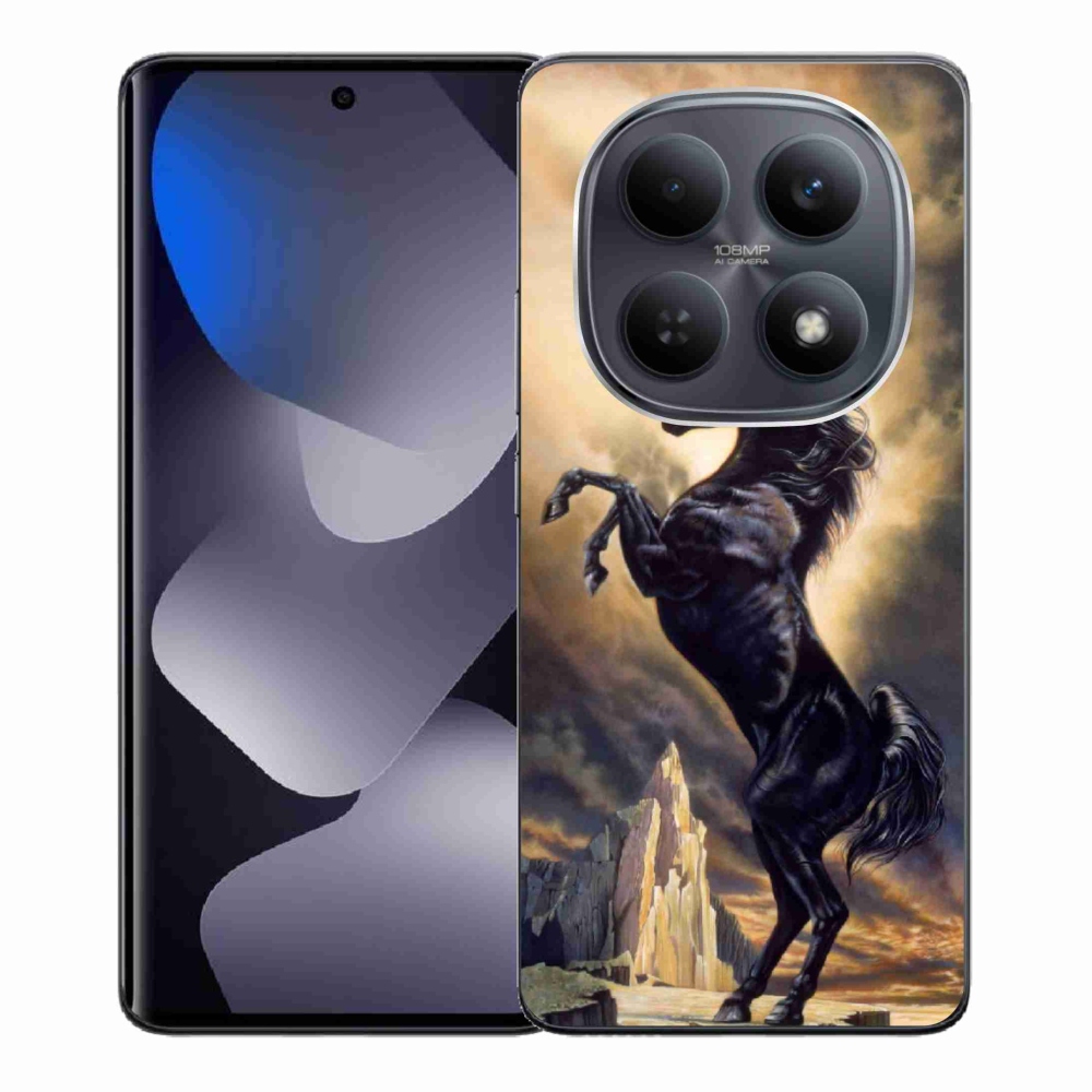 Gélový kryt mmCase na Xiaomi Redmi Note 15 4G - čierny kreslený kôň