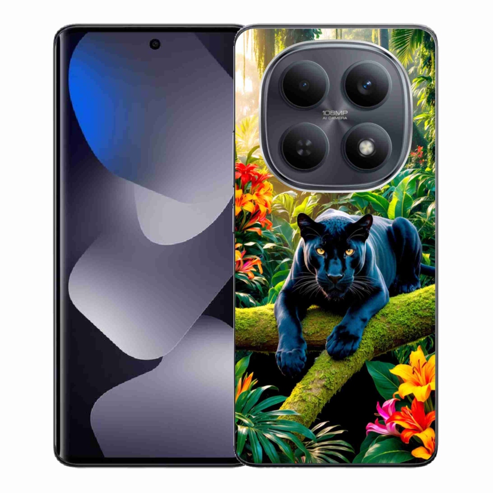 Gélový kryt mmCase na Xiaomi Redmi Note 15 4G - čierny panter v džungli