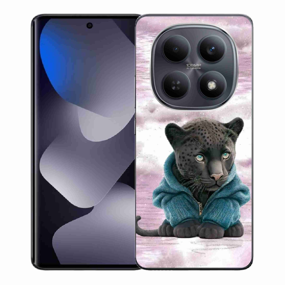 Gélový kryt mmCase na Xiaomi Redmi Note 15 4G - čierny panter vo svetri