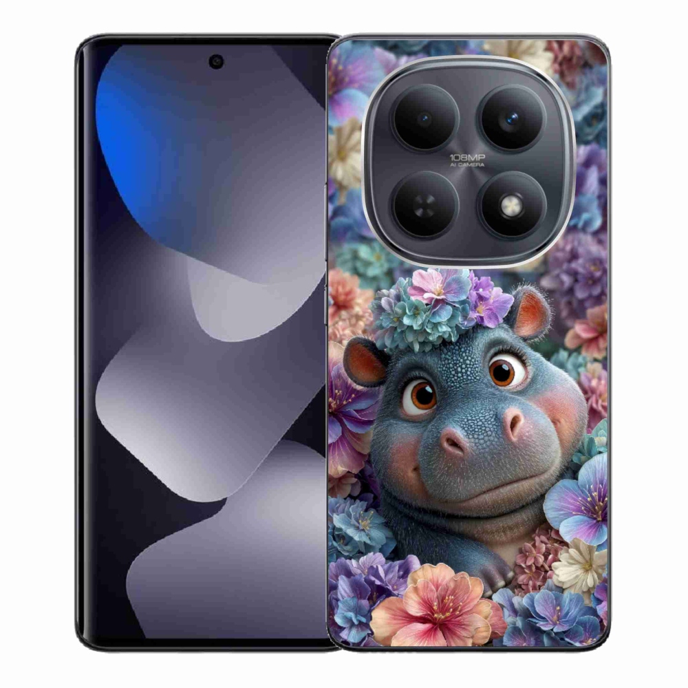 Gélový kryt mmCase na Xiaomi Redmi Note 15 4G - hrošík v kvetoch